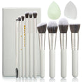 10Pcs Makeup Brushes Wooden Professional Makeup Brush Set And Sponges Set With Gift Box Soft Synthetic Fiber For Liquid Foundation Powder Blusher Cream Eye Shadow make up brushes for girls