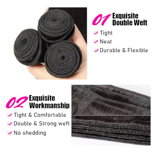 12A Human Hair Bundles 24 26 28 30 Inch Body Wave Bundles Human Hair 100% Unprocessed Brazilian Virgin Hair 4 Bundles Deals Human Hair Quick Weave Bundles Human Hair Extension Natural Black