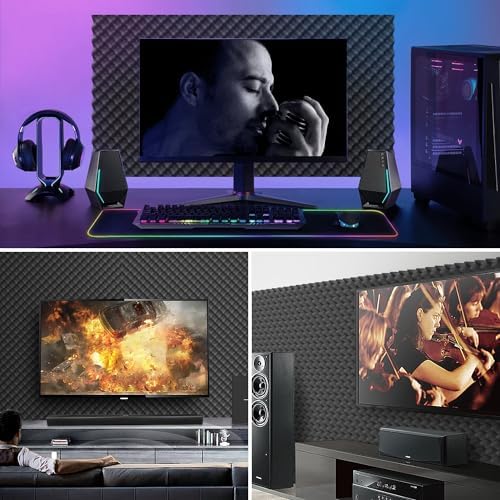 12 Pack 1.5"X12"X12" Acoustic Foam, Self Adhesive Sound Proof Egg Crate Foam(Most Soundproofing Design), Upgraded Sound Proof Foam Panels for Walls, Doors, Fire-Retardent Acoustic Panels,Made by WVOVW