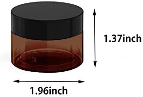 1 oz Amber Plastic Cosmetic Jars Leak Proof Container with Black Lid for Cream, Lotion, Powder, ointment, Beauty Products etc, 12 Pcs.