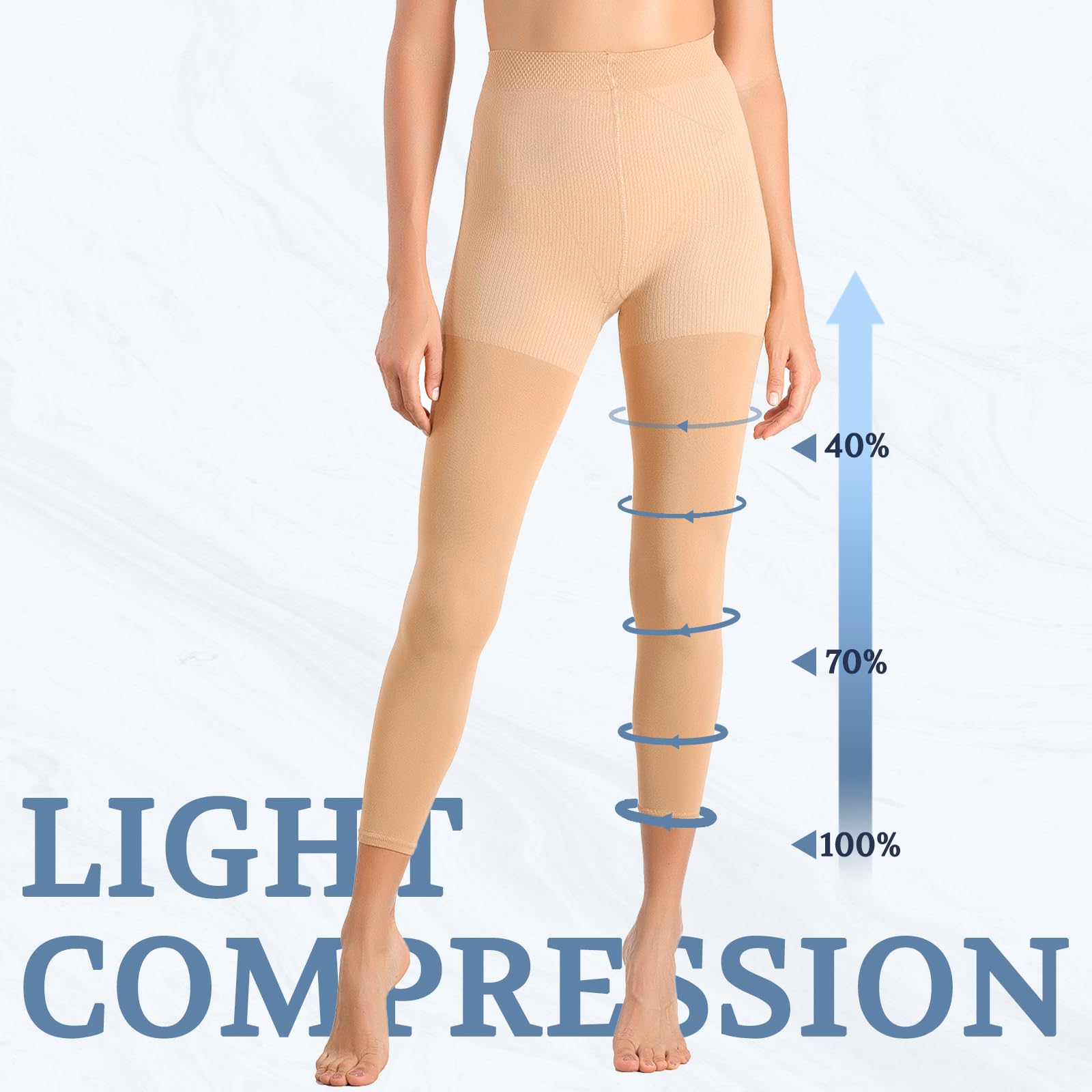 +MD 15-20mmHg Women's Footless Compression Pantyhose Tights Medical Graduated Support Stocking Nude S