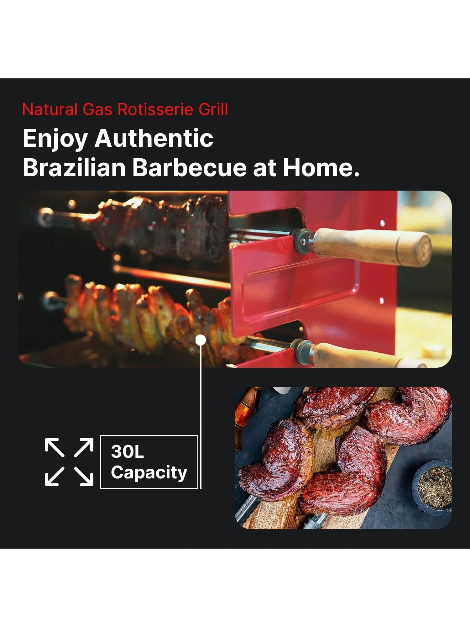 Brazilian Flame Churrasco? Gas Rotisserie Oven Grill Roaster with Auto Rotating Skewers for Rotisserie Chicken Brazilian Style BBQ and Churrasco Shawarma Machine Propane Grill - 2024 Series