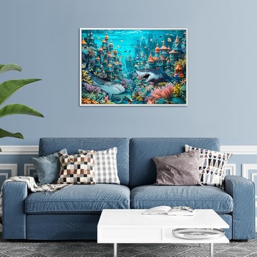 1000 Piece Puzzle for Adults, Sea King Castle Jigsaw Puzzle, Impossible Puzzles Game, Interlock Perfectly No Dust, Home Decoration Puzzle, Gift for Friends Parents Kids Couples