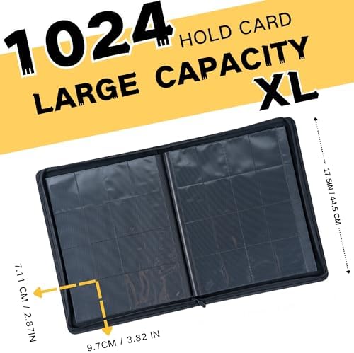 1000+ Pockets Trading Card Binder, 16-Pocket Card Ablum Compatible with lorcana,MTG,Sports Cards & Other Standard Size Trading Card（BLACK)