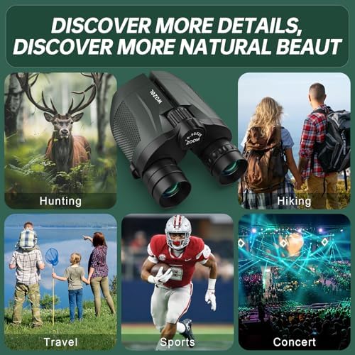 10-30x25 Small Compact Binoculars for Adults - WOZEL High Powered Zoom Binoculars for Bird Watching Hunting Hiking Travel Sports - Lightweight Binoculars with Large & Bright Field of View for Kids