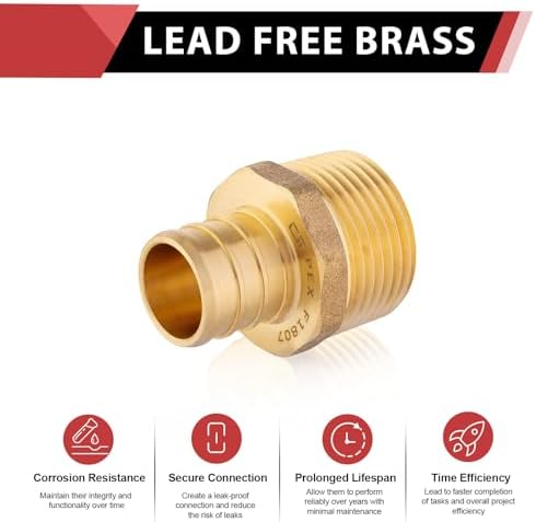 (Pack of 3) EFIELD Pex 3/4 Inch x 3/4 Inch NPT Male Adapter Brass Crimp Fitting ()