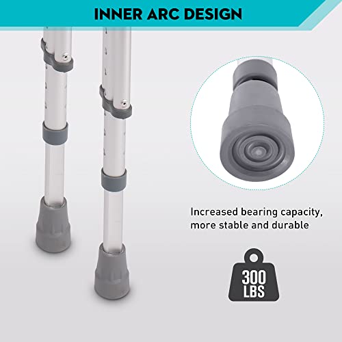 1 Pair Folding Aluminum Underarm Crutches for Adults and Teenager, 8 Adjustable Height for 4'7" to 6'7", 300 LBS Capacity Lightweight Adjustable Crutches with Underarm Pads, Great for Travel or Work