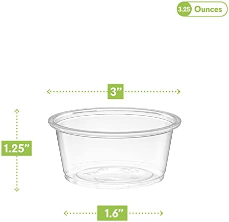 (3.25 oz - 200 Cups) Clear Disposable Plastic Portion Cups No Lids, Small Containers For Portion Controll, Jello Shots, Meal Prep, Sauce Cups, Slime, Condiments, Medicine, Dressings,