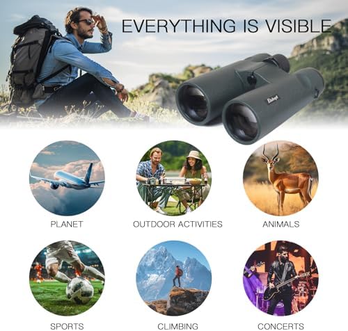 12X50ED Compact Binoculars for Adults – High-Powered BAK4 Prisms, Diamond White Coating, Waterproof & Fogproof, Rubber Armored – Ideal for Bird Watching, Hunting, Travel, Outdoor Sports