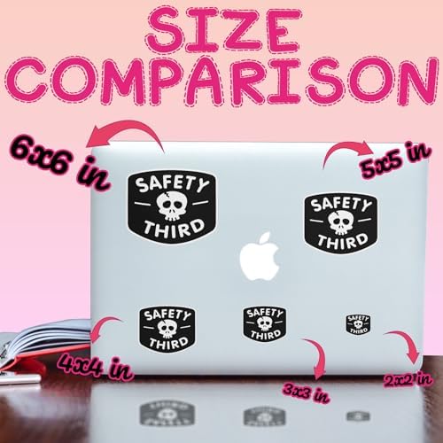 (3PCS) Safety Third Sticker Safety 3rd Funny Hard Hat Sticker Skull Warning 3" Die-Cut Waterproof Vinyl Sticker for Helmet Toolbox Water Bottle Phone Case Laptop Car (3 Inches)