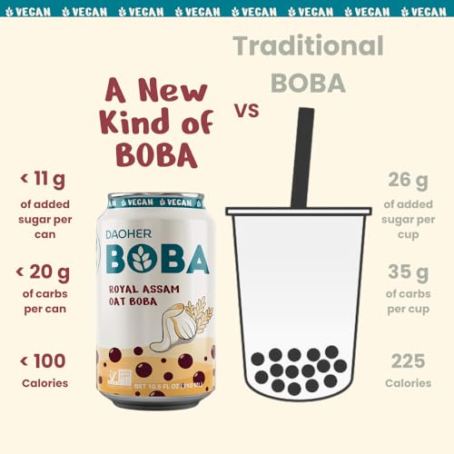 (Pack of 24) DaoHer Royal Assam Oat BOBA || No.1 Canned BOBA || Bubble Milk Tea Ready-To-Drink || Vegan