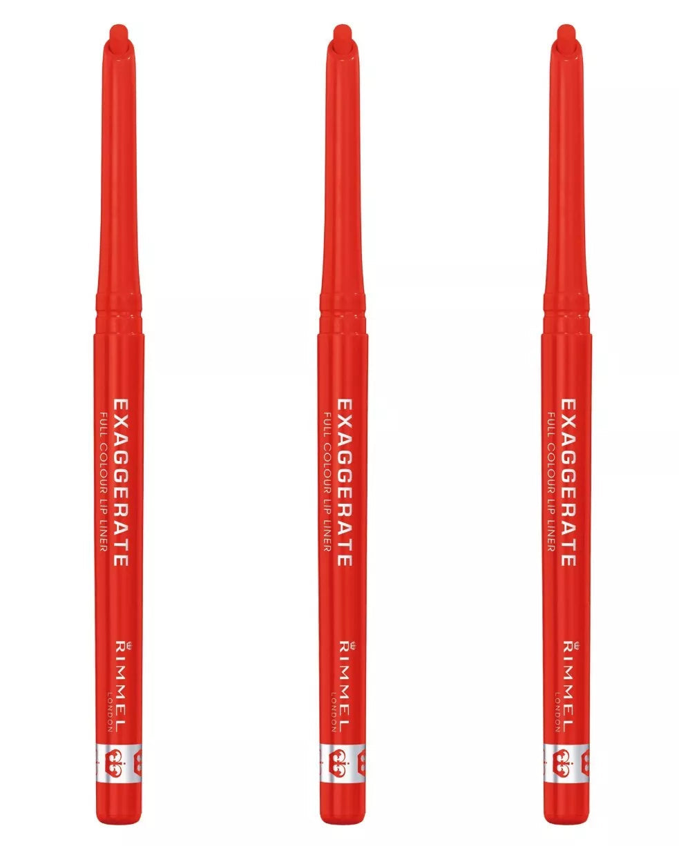 (3 Pack) Rimmel Exaggerate Lip Liner Pencil - CALL ME CRAZY #104 New