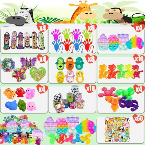 114Pcs Party Favors for Kids 4-8-12, Treasure Box Toys for Classroom, Treasure Chest Prizes in Bulk for School Classroom Rewards, Carnival Prizes, Pinata Fillers Goodie Bag Stuffers for Kids Party