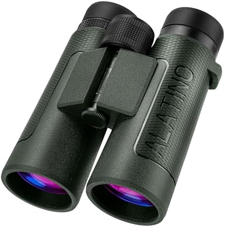 12x42 High Powered Binoculars with Harness, Optical Solution Features Bak-4 Prisms & FMC Lens for Bird Watching, Hunting, Extended Travel and Cruise (Green)