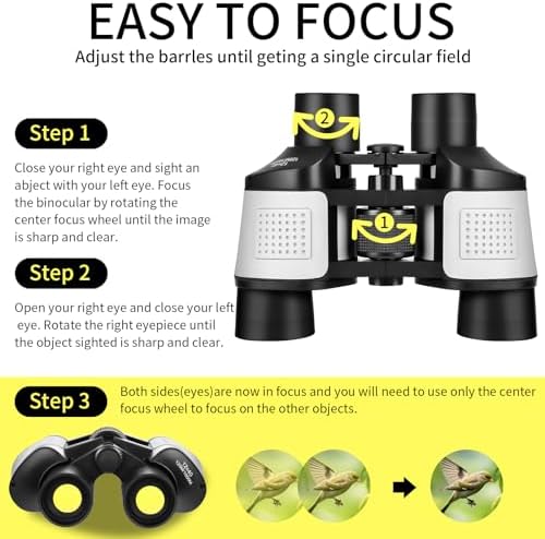 12x40 HD Compact Binoculars for Kids and Adults High Powered Quality,Super Large View Binoculars with Low-Light Night Vision,Waterproof and Lightweight Binoculars for Hunting Travel Bird Watching