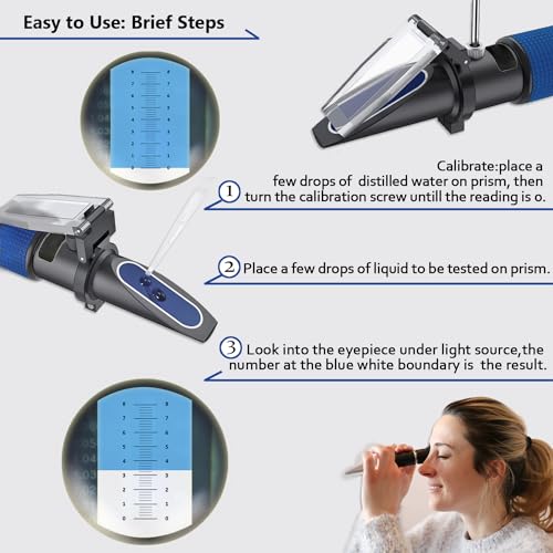 0-80% Brix Meter Refractometer for Measuring Sugar Content in Fruit, Honey, Maple Syrup and Other Sugary Drink, with Automatic Temperature Compensation Function