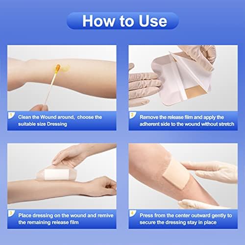 10 Packs Silicone Foam Dressing 5"x5", Silicone Foam Dressing with Border Adhesive Bandages for Wounds, HSA FSA Eligible, Large Foam Bandages for Pressure Sores Leg Ulcer