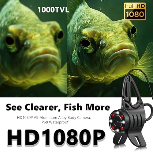 (2024 Upgrade) Underwater Fishing Camera 7'' HD 1080P (No Need Learn) Ice Fishing Camera w/10,000mAh Li-Battery, IR & LED for Dark, USB-C, Portable Ice Fishing Fish Finder Camera, 25m/82ft