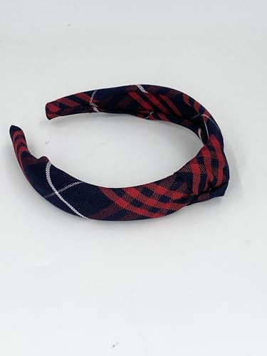 1" Knotted Headband in School Uniform Plaid-Padded headband-Knot at Top-Uniform Headband (Plaid 36)
