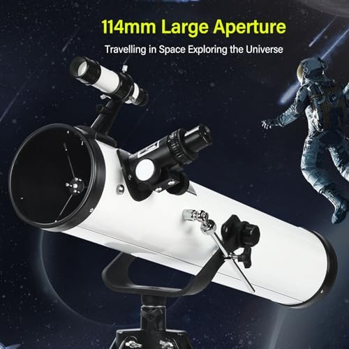 114mm Large Aperture Newtonian Reflector Telescope with Adjustable Tripod for Deep Space Observation