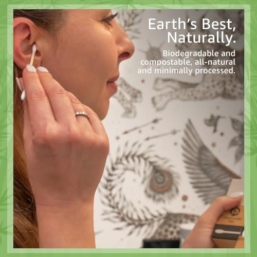 1000 Pack 100% Bamboo Cotton Swabs - Double Tipped Cotton Buds for Ear Cleaning | Bamboo Swabs for Beauty & Personal Care | FSC Certified & Hypoallergenic, Suitable for All Ages and Pets