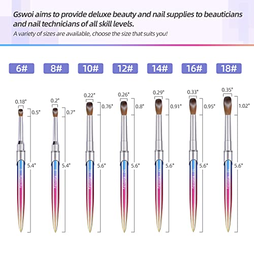100% Kolinsky Acrylic Nail Brush Size 8,3D Nail Brushes for Acrylic Application Pure Handmade Round Shape,Professional Nail Art Brush Manicure for Women (#8)