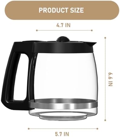 12-Cup Coffee Maker Glass Carafe Replacement Compatible with Hamilton Beach Coffee Maker Models 46310, 49980R, 49976, 49350, 49980A, 49980Z, 49983, 49618, 46300, 49966 1 Pack