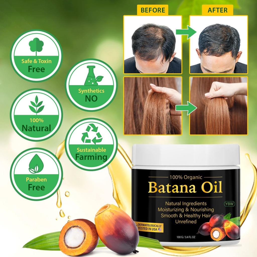 100% Natural Batana Oil for Hair Growth and Nourishment, Natural Batana Oil to Prevent Hair Loss, Eliminates Split Ends for Men & Women,Batana Hair Cream for Men & Women
