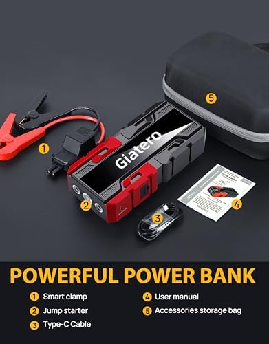 001 4000A Car Jump Starter, 12V Battery Jumper Starter Portable Jump Box(10.0L Gas/8.0L Diesel), Jump Start Battery Pack with 3 Modes Flashlight, Power Bank with USB Quick Charge & Type C Port
