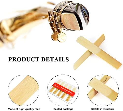 10 Pack Bb Clarinet Reeds with Plastic Box, Strength 3.5 Reeds for Clarinet, Thinner Reed Tip & Unfiled Cut for Easy of Play, Traditional Reeds for Clarinet Beginner and Player