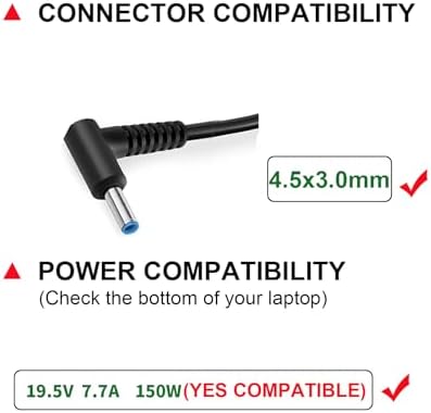150W AC Adapter HP Laptop Charger for HP OMEN by 15 17,Zbook 15 G3 G4 G5 G6,Zbook Studio G3 G4 G5 G6 G7 G8,Fury 15 17 G7 G8 Laptop Power Supply