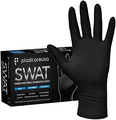 100 Nitrile Exam Gloves 3.5 Mil - Latex & Powder Free, Disposable Non-Sterile Protective Gloves By PlastCare