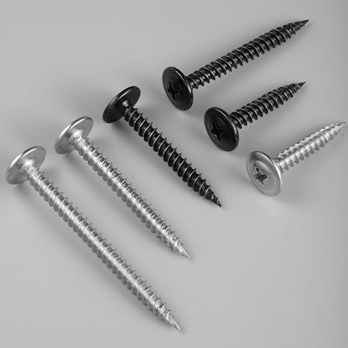 #8 x 3/4 Inch Wood Screws Phillips Modified Truss Head Stainelss Steel 410 Self Tapping Metal Screws,Black Zinc Plated(1Ib,200Pcs)