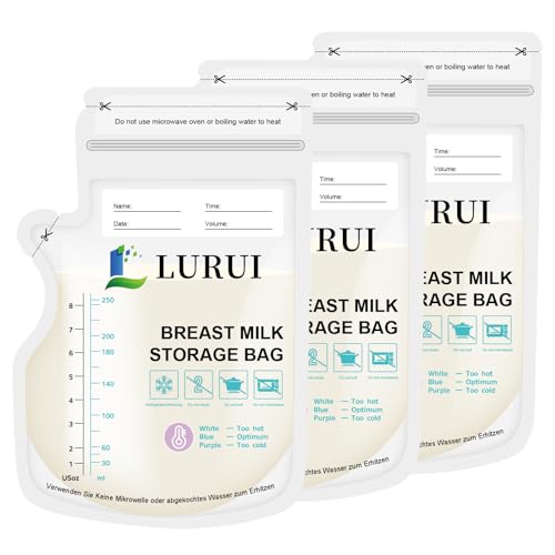 120 Pcs BPA-Free Breastmilk Storage Bags, 8Oz, Milk Storage Bags Breastmilk with Pour Spout,Temp-Sensing Color Change, Milk Bag with Self Standing for Breastfeeding (120 Count)