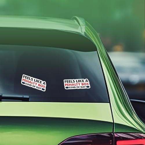(2pcs) Ice Hockey Sticker Ice Hockey Lover Decal Feels Like A Penalty Box Kind of Day Vinyl Stickers Weather-Resistant Stickers for Water Bottles Laptop Phone Wall Window Car 2pcs Size 3"