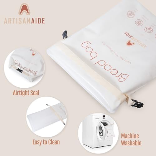 1 Pack Baguette Bag, Baguette Storage, Reusable Bread Bags for Homemade Bread, Buckle Closure, Machine Washable, Freezer Safe, BPA Free, Sourdough bread baking supplies