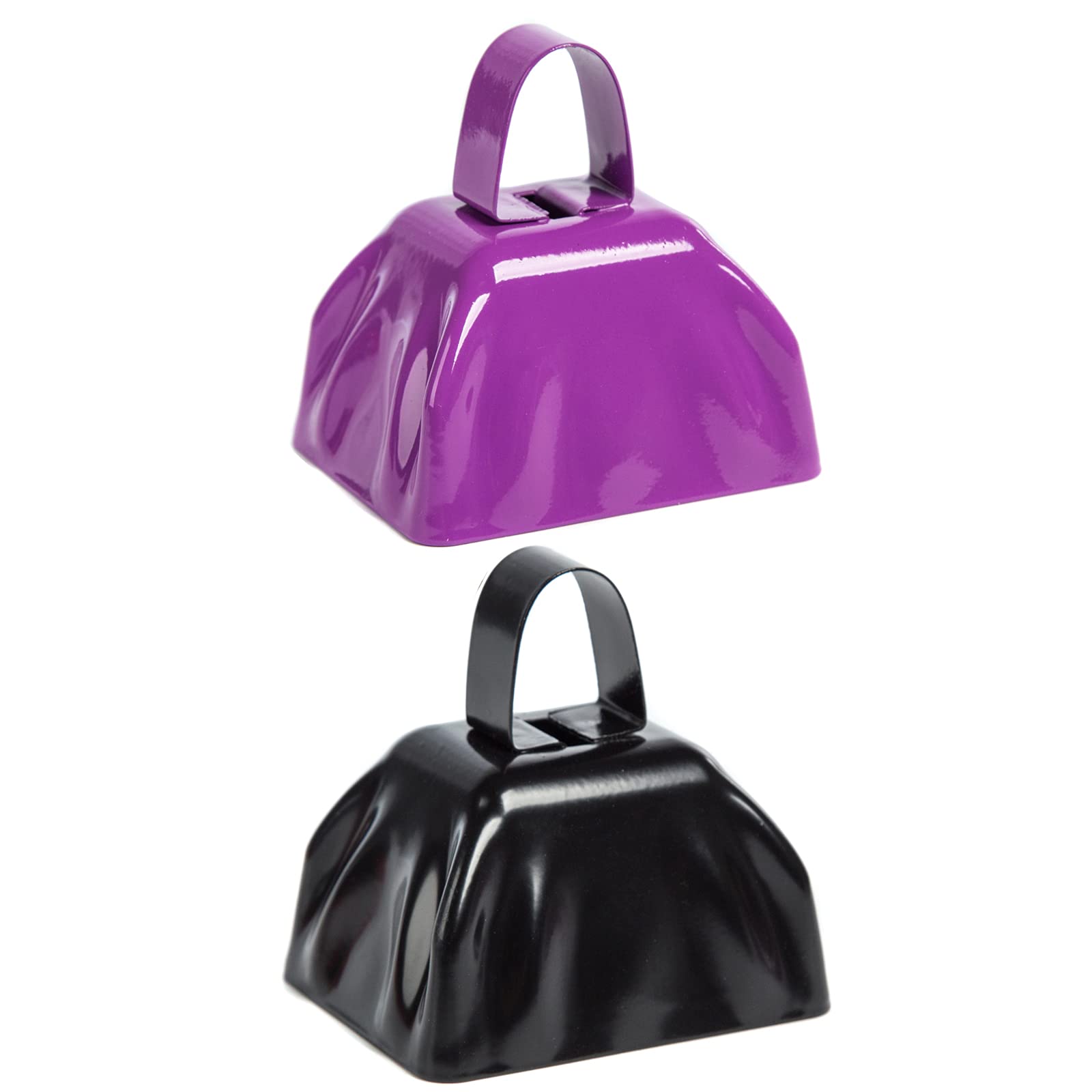 12-Pack Cowbells Noise Maker Decorative Cow Bells Christmas Bell Cowbells with Handle Call Bell Alarm (3 x 2.8 In, 6 Colors)