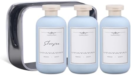 10 oz Plastic Travel Refillable Shampoo and Conditioner Bottles, Plastic Travel Bottles for Toiletries, Plastic Squeeze Bottles with Flip Cap for Lotion, Cream and Liquids (3Pcs)