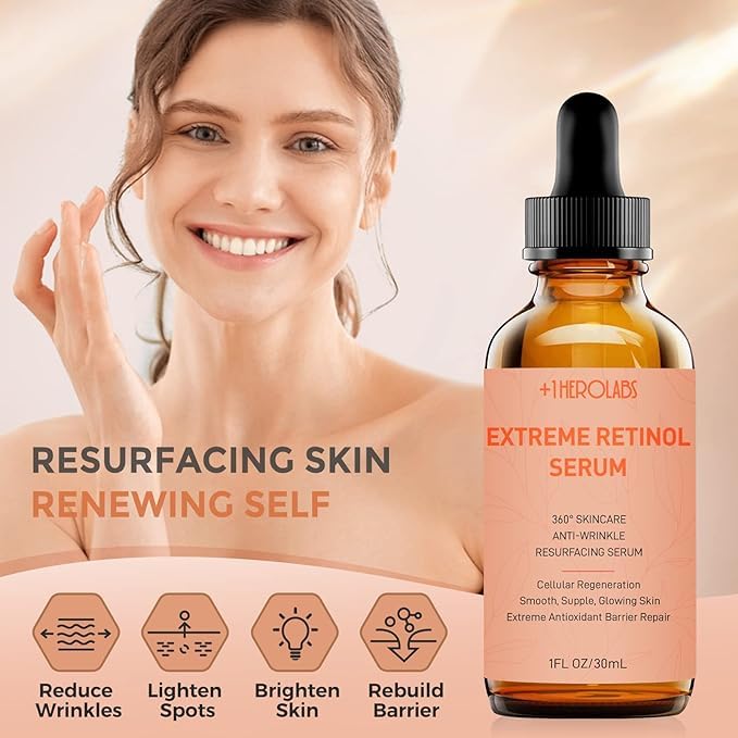 +1Herolabs Face Serum Set – Retinol Serum & Hyaluronic Acid Serum for Face – Anti Aging Serum Skin Care Set for Women – Serum for Firm, Wrinkle Smoothing