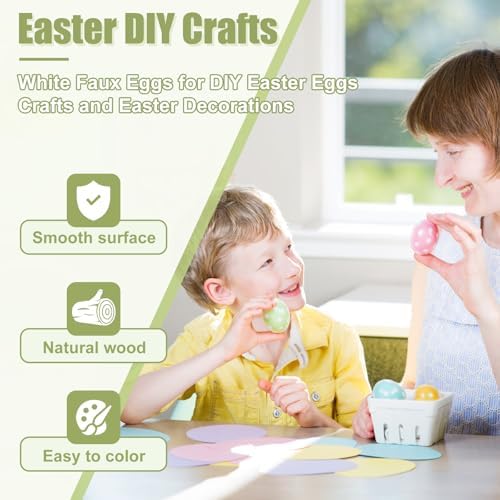 12 Pieces Wooden Fake Eggs, White Wooden Easter Egg Wood Eggs for Easter Crafts Home Decor, Great for Easter DIY Decorations