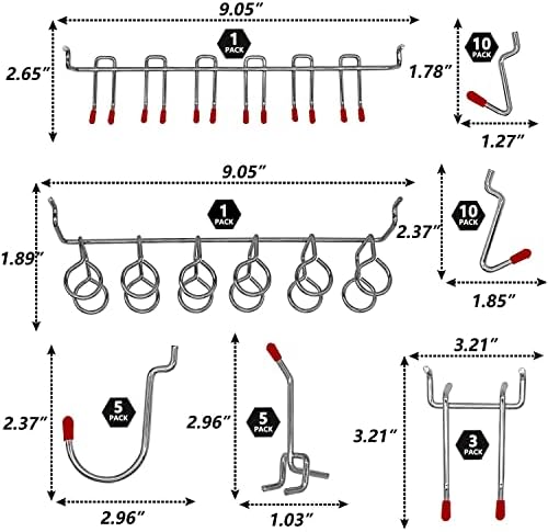 114 pcs Pegboard Hooks Assortment with Metal Hooks Sets, Pegboard Bins, Peg Locks for Organizing Storage System Tools