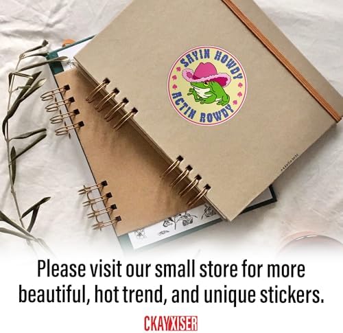 (3Pcs) Sayin Howdy Actin Rowdy Frog Sticker Funny Cowboy Frog Cowgirl Country Western 3" Sticker Waterproof Vinyl Sticker for Laptop, Water Bottle, Tumbler, Accessories Gifts 3 Inches