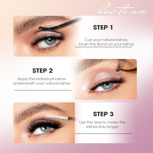 10D+20D Lash Clusters, 400PCS Lash Extension Kit Wispy Mink Individual Lashes 8-14mm Soft Cluster Lashes Natural Cluster Eyelash Extension Kit With Lash Bond and Seal Tweezers(10D+20D)