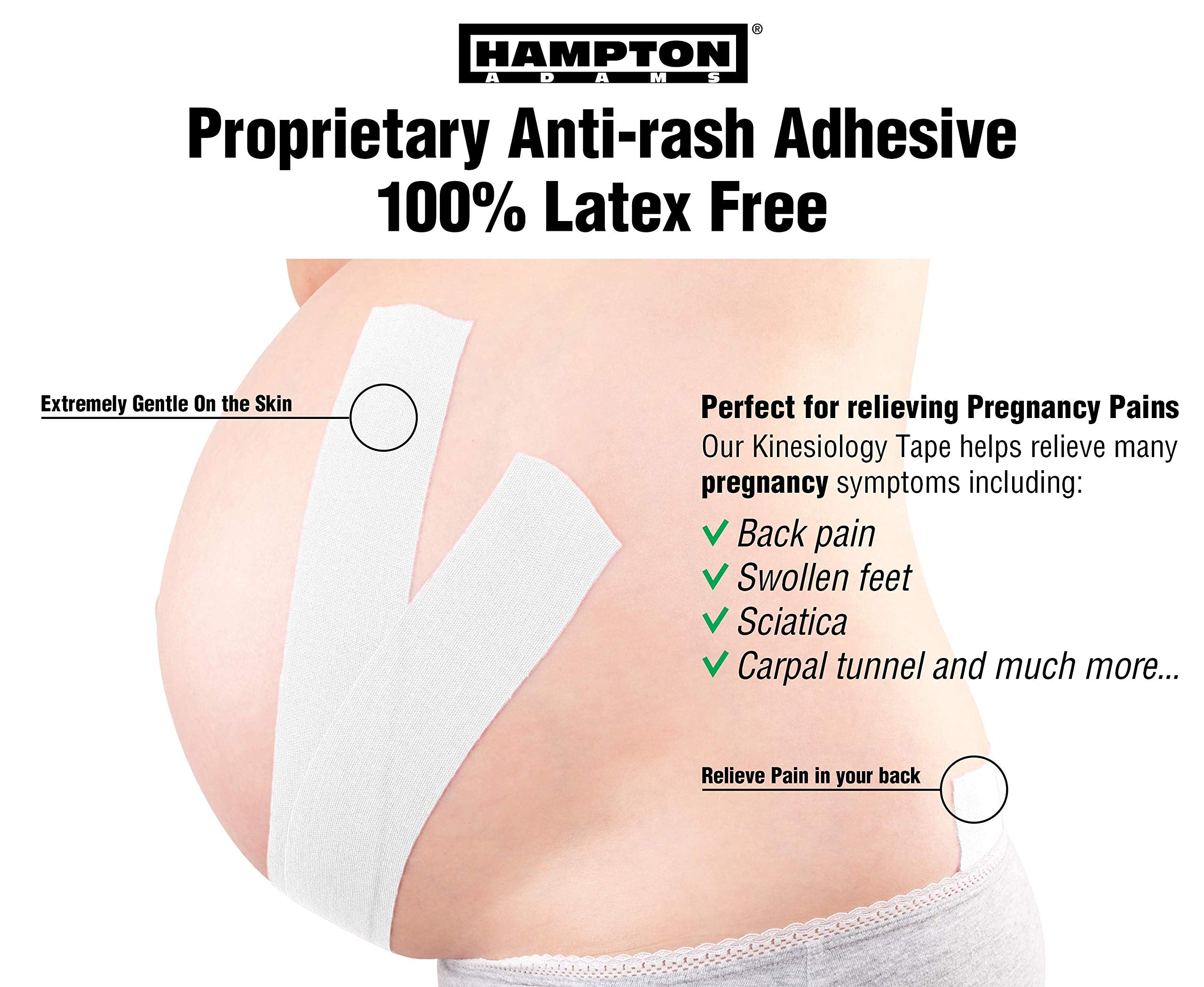 (2 Pack) White Kinesiology Tape for Physical Therapy Sports Athletes – Waterproof Latex Free Elastic, 16ft Water Resistant Kinetic Uncut Kinesiology Tape for Knee Pain, Elbow & Shoulder Muscle