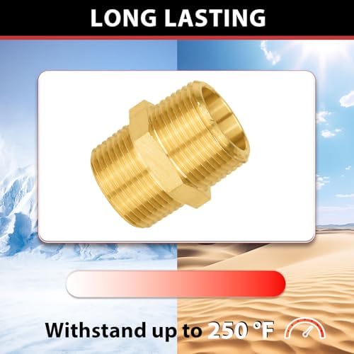 (Pack of 20) EFIELD Brass Pipe Fittings, 1/2-inch Male NPT Hex Nipple Adapter For Copper, Brass or Iron Pipe Connection