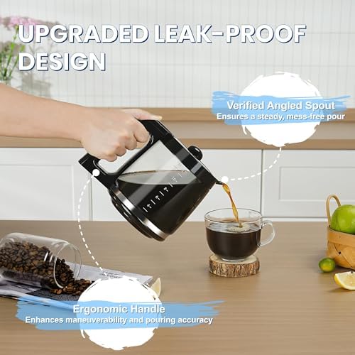 12-Cup Glass Carafe Replacement Pot, Compatible with Hamilton Beach Coffee Maker Models 46310, 49976, 49966, 49350, 49957, 49954, 49933, 49980A, 49980Z, 49983, 49618, 46300, and 49950.