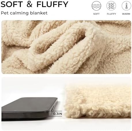 1 Pack 3 Calming Blankets Fluffy Premium Fleece Pet Blanket Soft Sherpa Throw for Dog Puppy Cat Beige Large (41" x31'')
