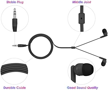100 Packs Earbuds Bulk Classroom Headphones Wired in Ear Disposable Student Black Earphones Individually Wrapped for School Travel or Home Use