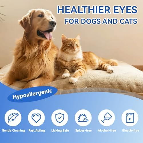150Pcs Eyes Wipes for Dogs - Tear Stain Remover for Dogs - Dog Eye Cleaner, Eye Debris, Discharge, Mucus Secretions - Eye Wipes for Dogs & cat Eye Wipes - 3.2 inches