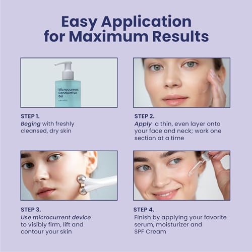10oz Conductive Gel For Microcurrent Devices - Collagen Peptides & Hyaluronic Acid Boost Skin Radiance - Locks in Moisture for 24 Hours